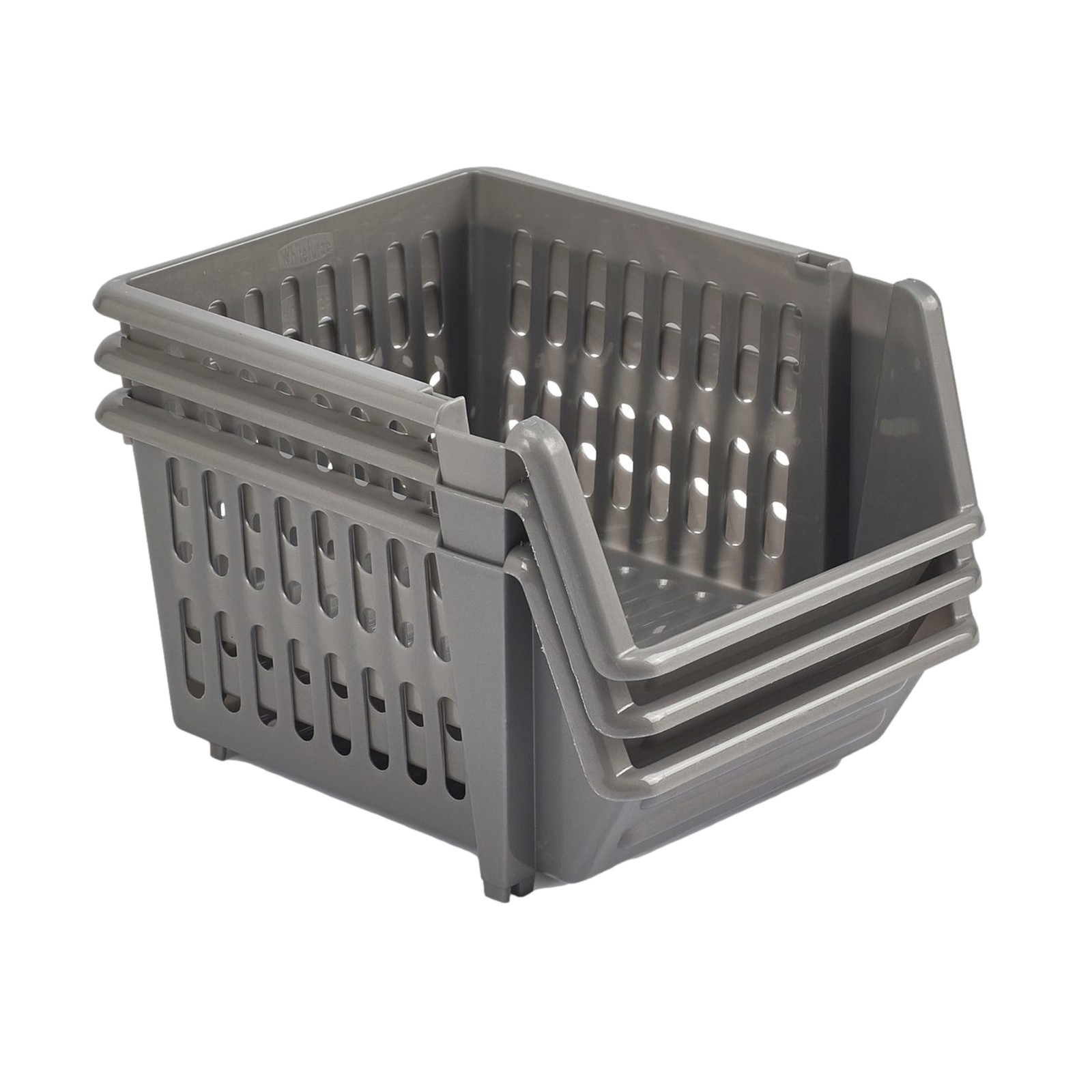 3Tier Stackable Fruit Vegetable Basket Plastic Grey Storage Rack Home Kitchen