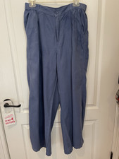 Aerie SZ L Women's Blue Linen Viscose wide leg pants. Business Casual Pockets