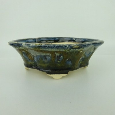 Bonsai Pot Fukuda Keiun Signed Mokko Green Glazed Small 18cm 7.1in New Japan