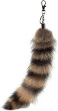 Fluffy Therian Raccoon Tail Keychain - Soft Fur, 1pcs