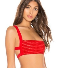 Costume da bagno bikini Lovers&Friends rosso Gingham Harley elasticizzato sexy preppy M