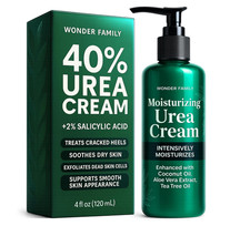 Crema de urea Wonder Family 40 % con 2 % de ácido salicílico 4 fl oz con 1 par de calcetines reutilizables
