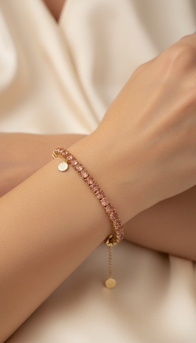 $55 Givenchy gold tone pink PEACH stone slider bracelet 96 GB | eBay