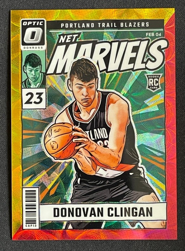 Donovan Clingan 2024-25 Panini Donruss Optic Net Marvels Yellow Red /99 #11