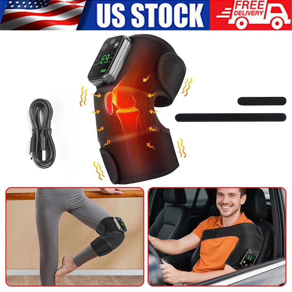 Electric Therapy Knee Massager Heated Vibration Joint Brace Shoulder Pain  Relief