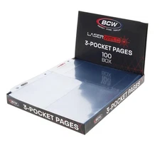 BCW 3 Pockets Pages 4x6" 100 Postcard Sheets / Photo Storage Archival Laserweld