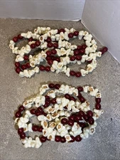 2 Vintage Popcorn Cranberry Blow Mold Christmas Garland Holiday 72” Per Strand