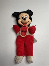 11" VTG DISNEY RUBBER FACE MICKEY MOUSE PLUSH W/ BIB