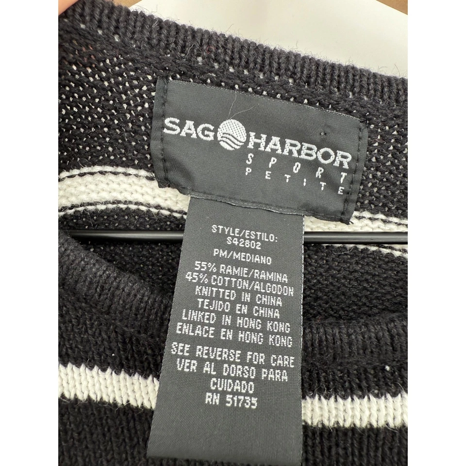 Suéter Vintage Sag Harbor Mediano Pequeño Rayas Barco Náutico Bordado NUEVO Foto 3 de 4