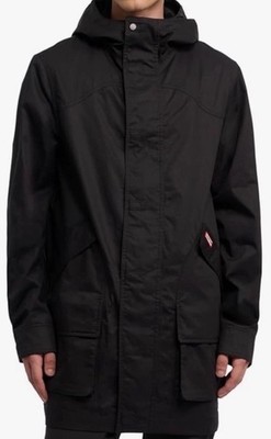 Hunter Downing Coated Cotton Hooded Rain Jacket Coat Black Men s L NWT