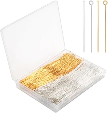 800PCS Jewelry Head Pins & Eye Pins Gold & Silver Flat Head Pins for DIY Crafts