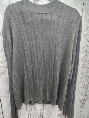 Linea Uomo Sweater Mens XXL Gray Long Sleeves 100% Acrylic Lite Weight Classic