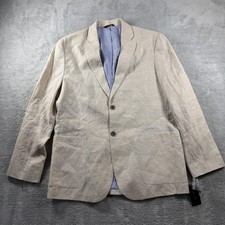 Tasso Elba Blazer Mens Large Beige Linen Sport Coat Jacket Island Khaki Summer
