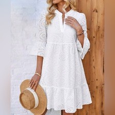 Shein white eyelet summer dress, Sz Large  CB#16