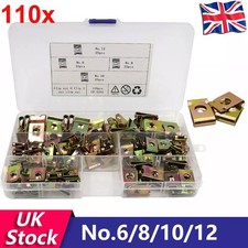 110Pcs U Nuts Kit Speed Fasteners U Clips Spire Auto Captive Nut Clip Zinc UK