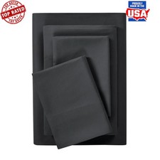 Cooling Antimicrobial Microfiber Full Sheet Set 4 Pc Soft Breathable Rich Black