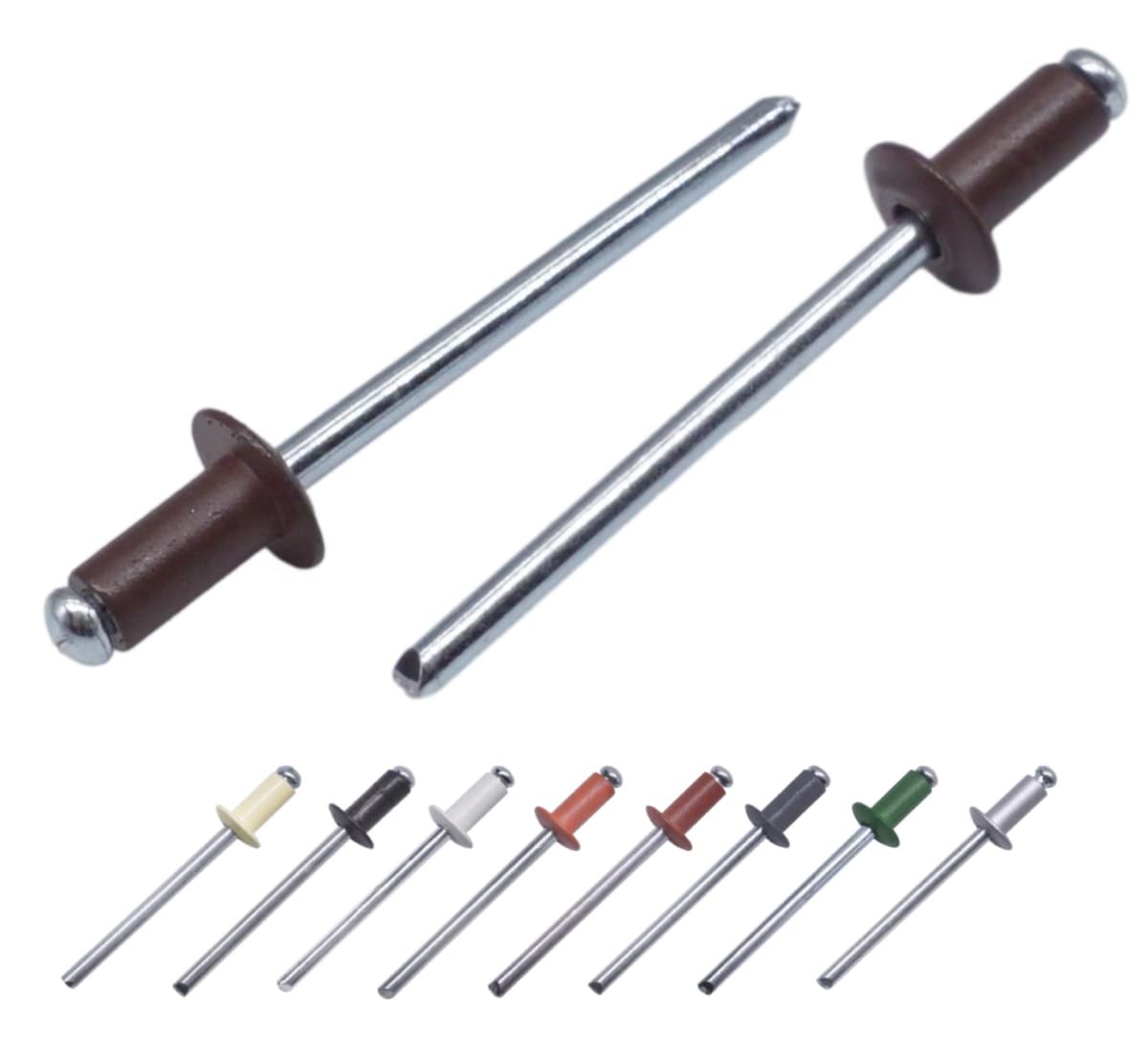 Rivets aveugles peints 4x10 mm pour tôle et profilé alu tête bombée DIN 7337