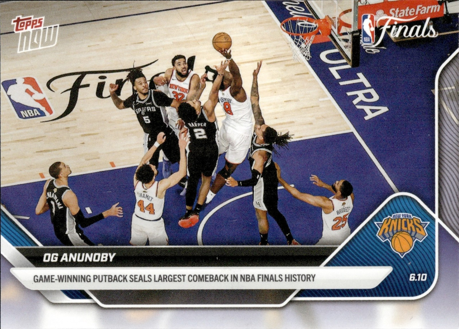 OG Anunoby 2026 Topps Now #336 NBA Finals Game Winning Put Back NY Knicks
