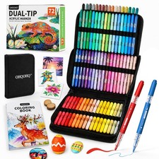 Dual Tip Acrylic Paint Markers Set - 72 Count, Fine  Brush Tips for Art Project