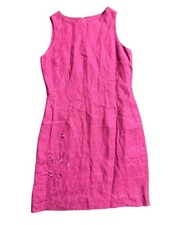 Style & Co Midi Dress Pink 100% Linen Sleeveless Zip Up Career Sz 8P