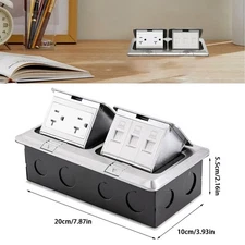 Dual Pop Up Floor Outlet Box Kit Electrical Outlets for Countertop w/ LAN Socket