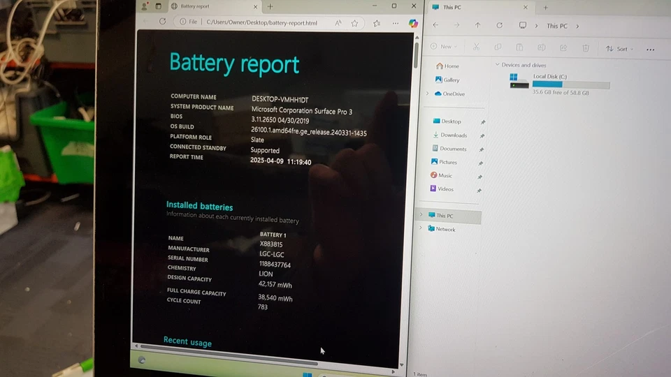 READ!! Microsoft 1631 Surface Pro 3 12" Laptop Intel Core i3-4020Y 4GB 64GB SSD - Image 4 of 4