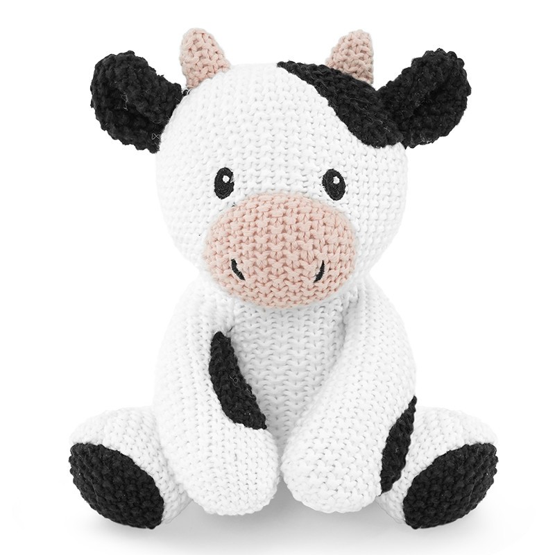 8.5'' Handmade Knitted Cow Super Plush Stuffed Animal Educational For Kids Gift