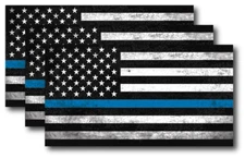 3 I support Police Officer Thin Blue Line American Flag decal sticker Window Car