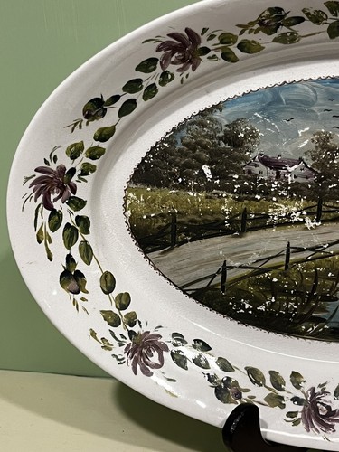 Antique Harker Pottery White Ironstone Hand Painted Oval Platter 17" - Picture 4 of 15