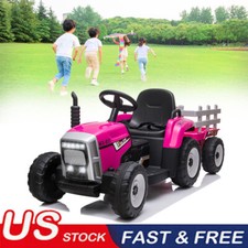 12V Kids Ride On Tractor Trailer Powered Car Toy Electric Trailer w/ Remote LED