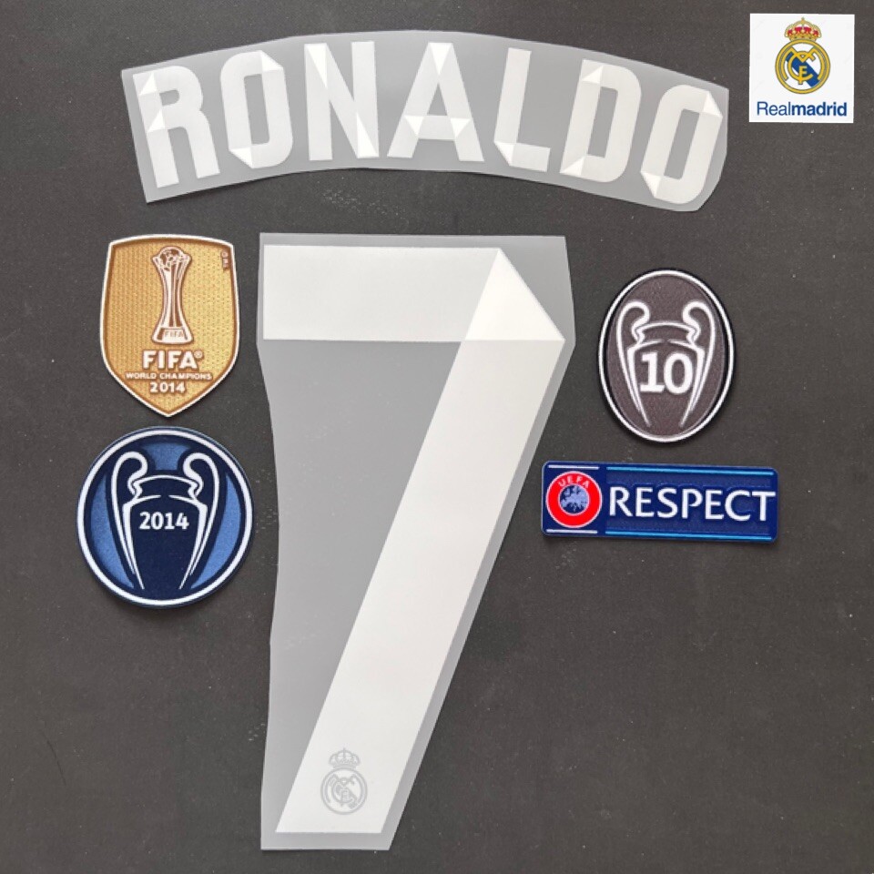 ロナウジーニョ ネームナンバー・LFPパッチ　レプリカ　Lサイズ Real Madrid RONALDO #7 away name print and number 2014/15 UCL