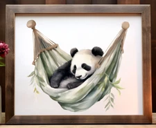 Nursery Wall Art Print, Cute Panda Bear Kids Room Print, Baby Wall Decor Art #44