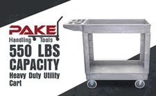 Pake Handling Tools Plastic Utility Cart, 550 lbs Capacity, 38" x 17.25" 