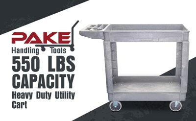Pake Handling Tools Plastic Utility Cart, 550 lbs Capacity, 38'' x 17.25'' 