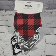 Stadela Bandana Drool Bibs Lumberjack Pack Of 3 (4Pack Missing 1) New On Card 