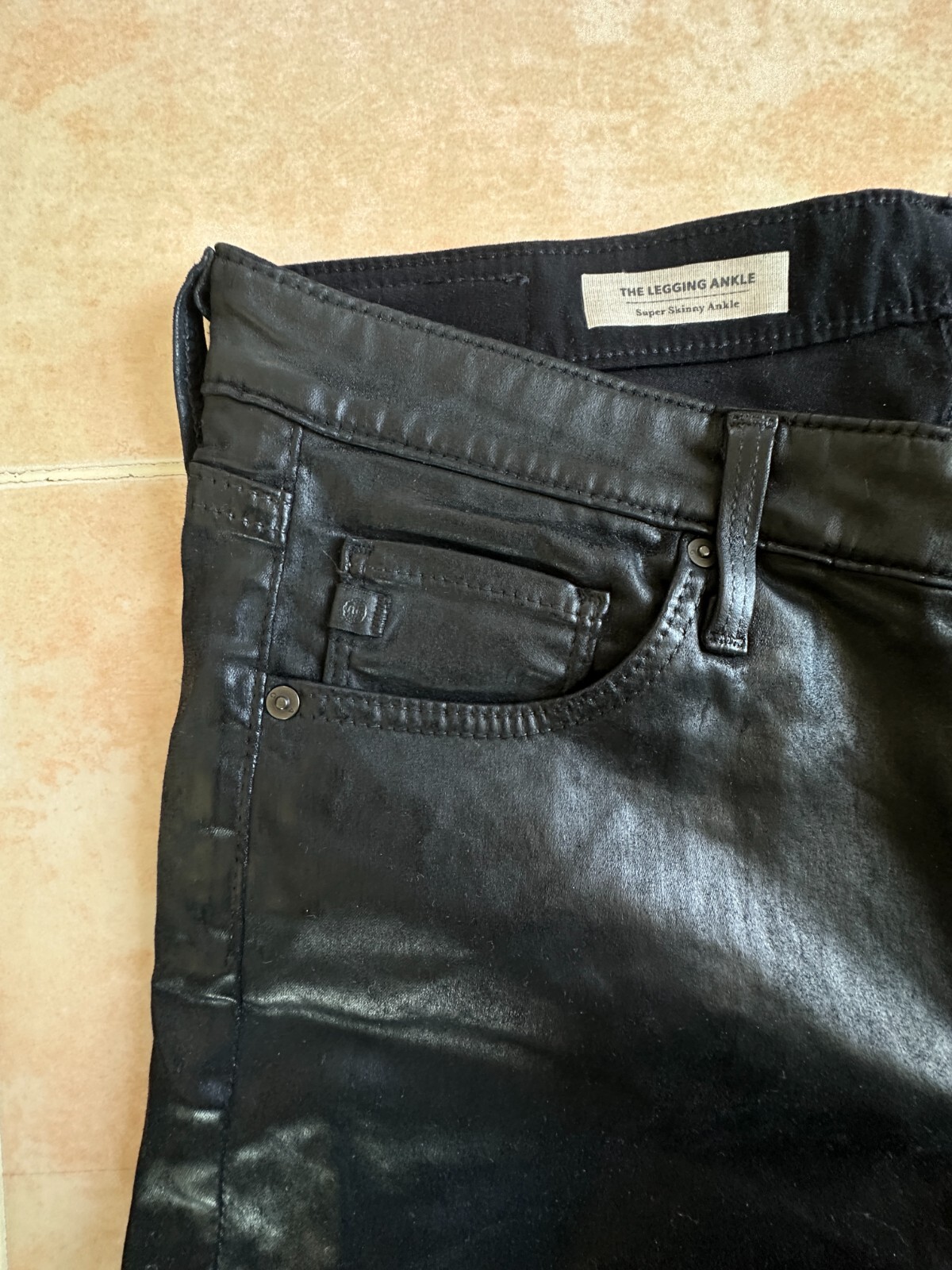 AG Adriano Goldschmied The Legging Ankle Jean Black Leatherette size 27 R thumbnail 7