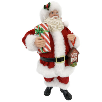 Weihnachtsmann mit Geschenkpaket H.28cm Deko Weihnachtsgeschenkidee ELL-NAB-1