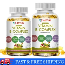 Vitamin B Complex 60/120 Capsules B1,B2,B3,B5,B6,B7,B9,B12, Immune Support Pills