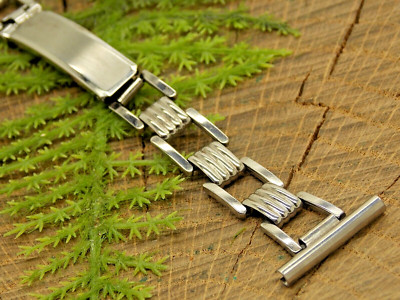 Gemex USA 1930's Art Deco Stainless Steel Deployment Vintage Watch Band NOS 19mm