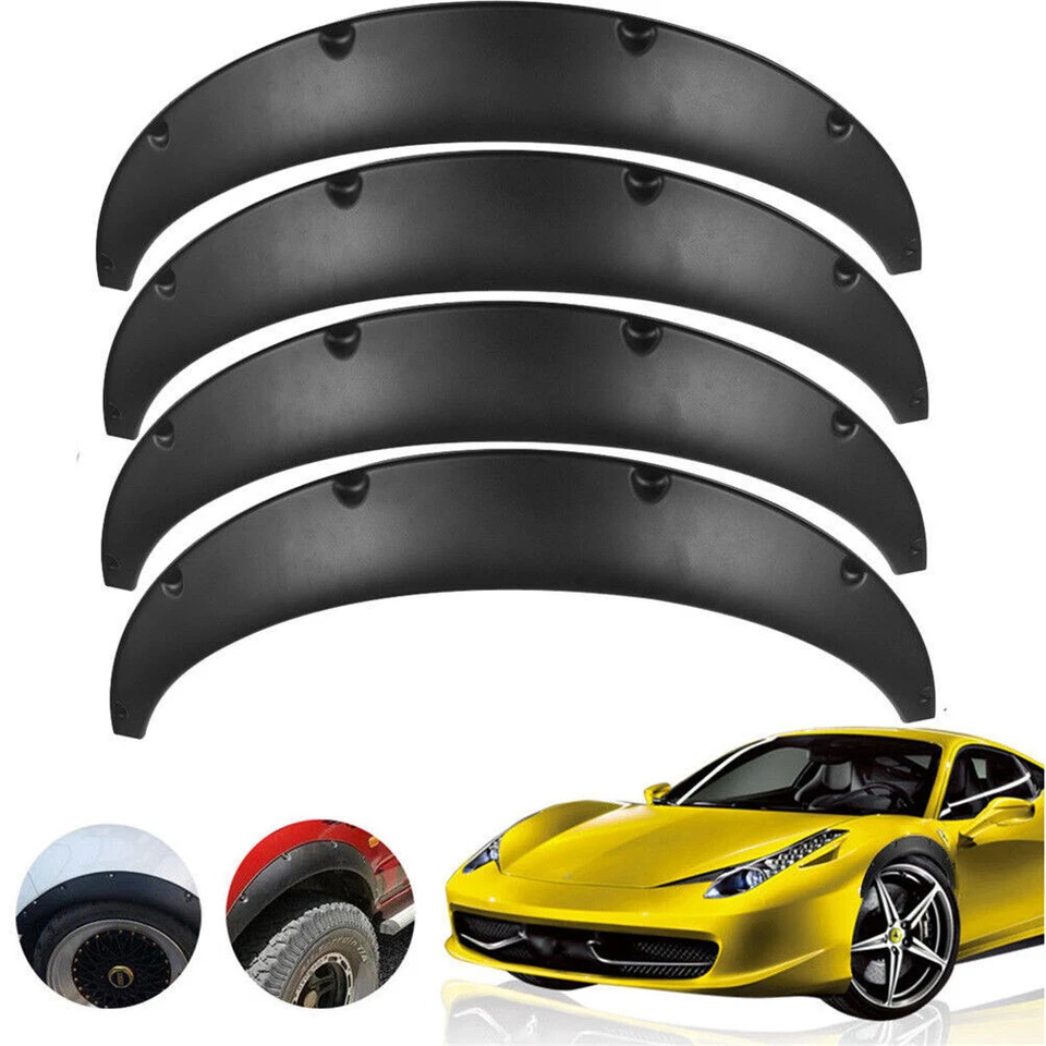 4 Piezas Guardabarros Universal Coche Llamaradas Flexible Duradero Carrocería Rueda Arcos Extra Anchos Foto 4 de 4