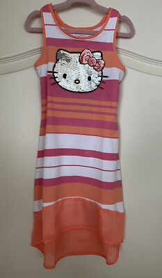 Baby Girls Hello Kitty by Sanrio Hi Lo Tank Dress sz 2T pink white melon stripes
