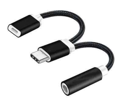 2 in 1 Type C to 3.5 mm and Charger Headphone Audio Jack USB C Cable Adapter 