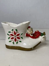 Vintage Napcoware X-6924 Christmas Boot Planter W/Elf Japan 1950’s Rare & OLD