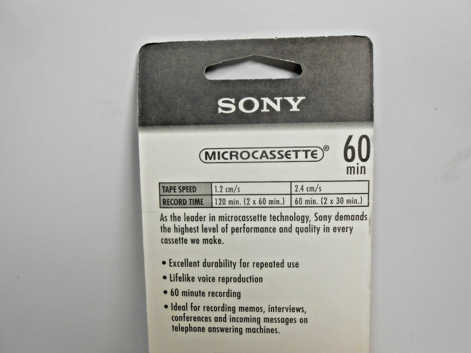 Sony MC-60 Microcassette 3 Pack 60 Minutes Micro Cassette Tapes New Sealed