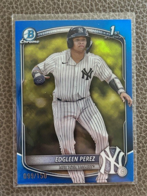 2025 Bowman Chrome Edgleen Perez 1st Bowman Blue Refractor #BCP-80 Yankees /150