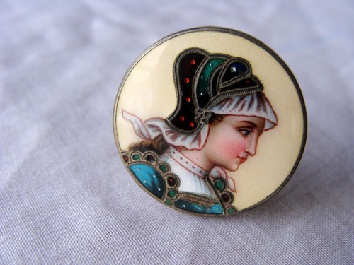 ART NOUVEAU SWISS ENAMEL BROOCH ON SILVER - Picture 5 of 9