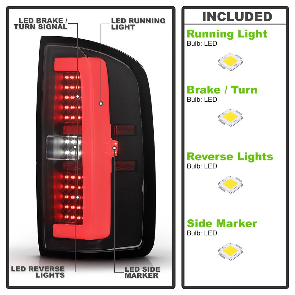For 2015-2022 GMC Canyon/Chevy Colorado Black Full LED Tail Lights Brake Lamps - Image 4 of 4