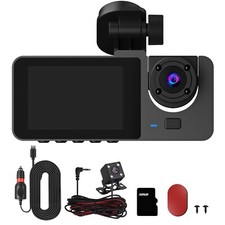 3 Channel Dash Cam Front Rear Vehicle Driving Recorder Car DVR Motion Detection