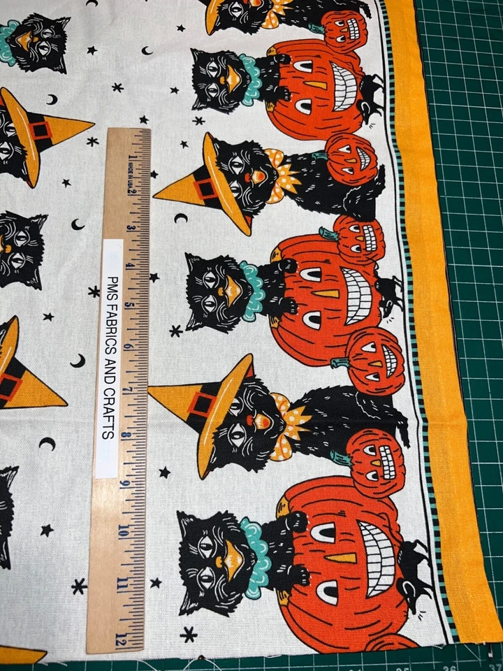 MODA 100% cotton toweling fabric Halloween Meow 920 313 - 16 in x 36 in pumpkins - Image 4 of 4