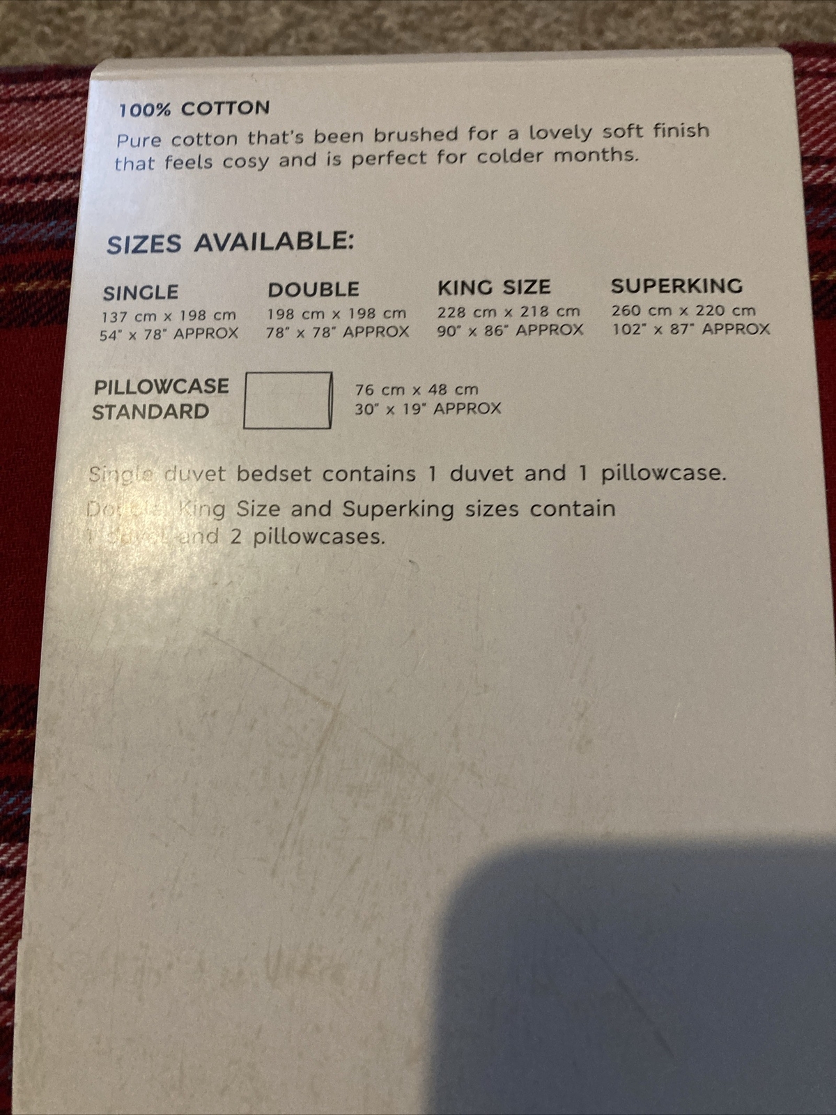 Marks &Spencer Brushed Cotton Checked Tartan Double Duvet Cover Set eBay